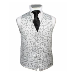 Fashion Formal Paisley Silver Best Waistcoat Men