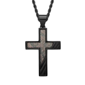 Stainless Steel Cross Pendant Necklace Men's Christian Jewelry for Anniversary