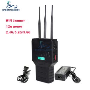 Handheld Mobile Phone Signal Jammer with 2.4G 5.2G 5.8G Bands Up To 50m Range