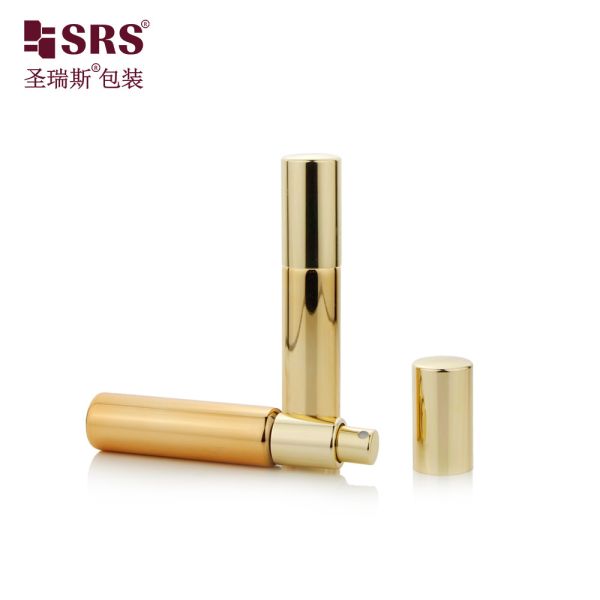 BLPA 10ML Metalized Gold Empty Round Glass Perfume Spray Pump Bottle Customization Fine Mist