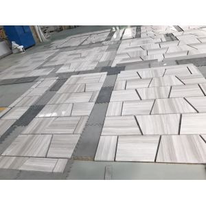 White grey wooden grain natural marble tile and slab