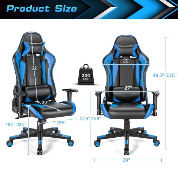 Adjustable Ergonomic Racing Gaming Chair with Lumbar Support and Height Adjustment