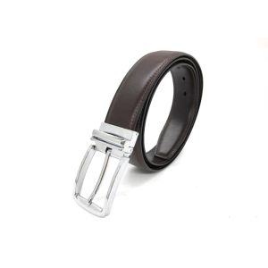 3.5cm Width Zinc Alloy Buckle Mens Brown Leather Dress Belt Standard Size