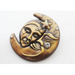 3D Zinc Alloy, Iron, Brass Rhinestone Lapel Pin without Soft Enamel, with