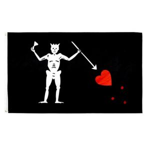 Rectangular Pirate Edward Teach Flag 90x150cm With Brass Grommets