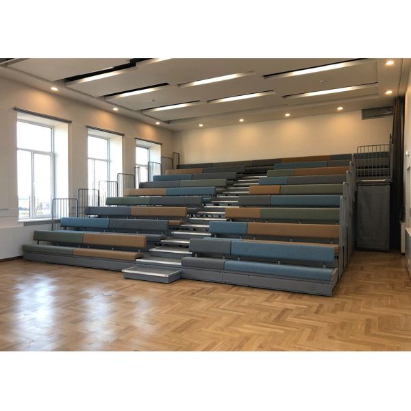 Buy CE Soft Audience Systems Retractable Seating Upholstered Bench With Backrest at wholesale prices