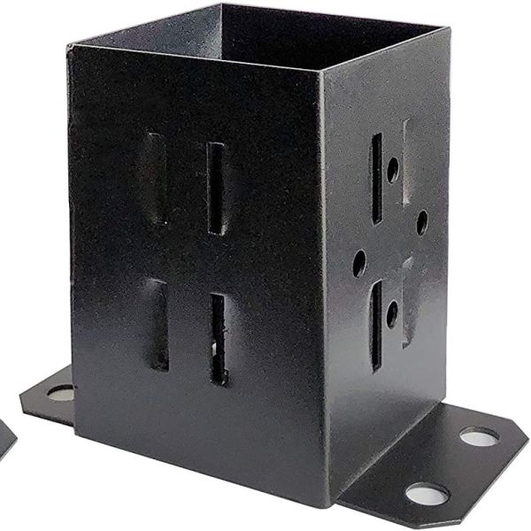Buy Black 2mm Thickness 4x4 Wood Fence Post Anchor Base for Handrails and Mailbox Support at wholesale prices