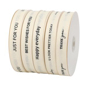 White Grosgrain Ribbon 20mm Printed Cotton Ribbon OEM Eco Friendly