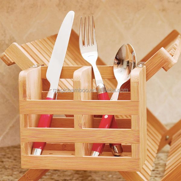 All-Season Bamboo 2 Compartment Tableware Holder with and Custom Design Acceptance