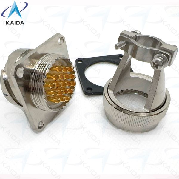 19 Shell Size Receptacle With Straight Clamp Back Shell Durable Electroless Nickel Connector YPM4-19-2J2 Receptacle With Straight Clamp Back Shell