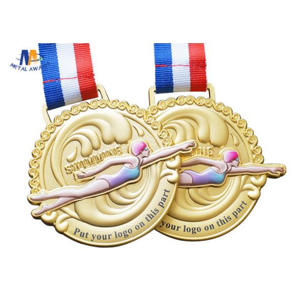Three Dimensional 70mm 3mm Zinc Alloy Swimming Medals