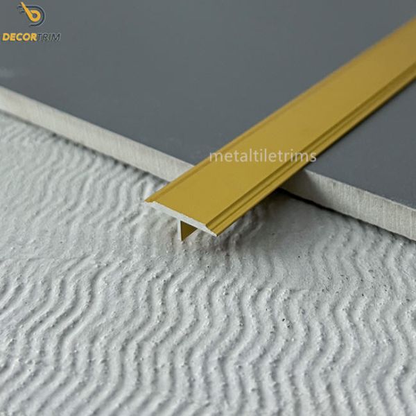 Buy Anodized Matt Gold Aluminum T Shaped Transition Strip 2.5 Meters Flooring Trim at wholesale prices