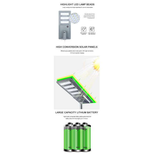 60mm Arrm Rod 6000K LED Solar Street Lights For Country Roads