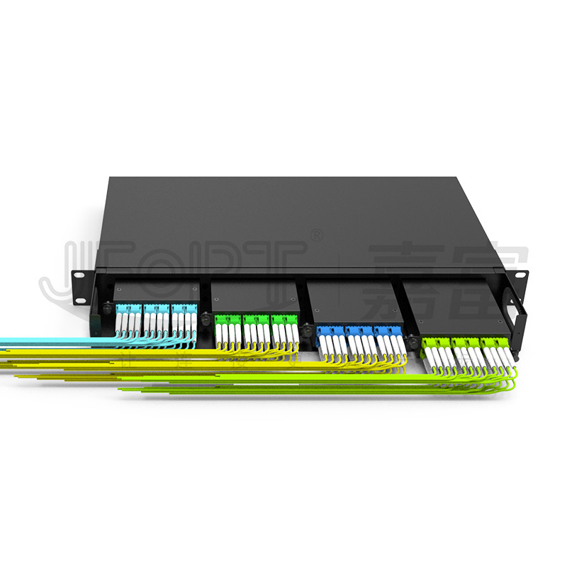 Quality 19 Inch 1U 96 Core 4 Pieces Module Box MPO Patch Panel ODF with Default Standard Wire Sequence LC Metal Rack Mounted for sale