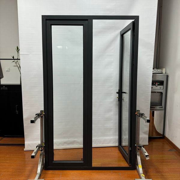 Buy 5mm Glass Aluminium Hinged Doors With Color And Powder Coating Surface Finish at wholesale prices