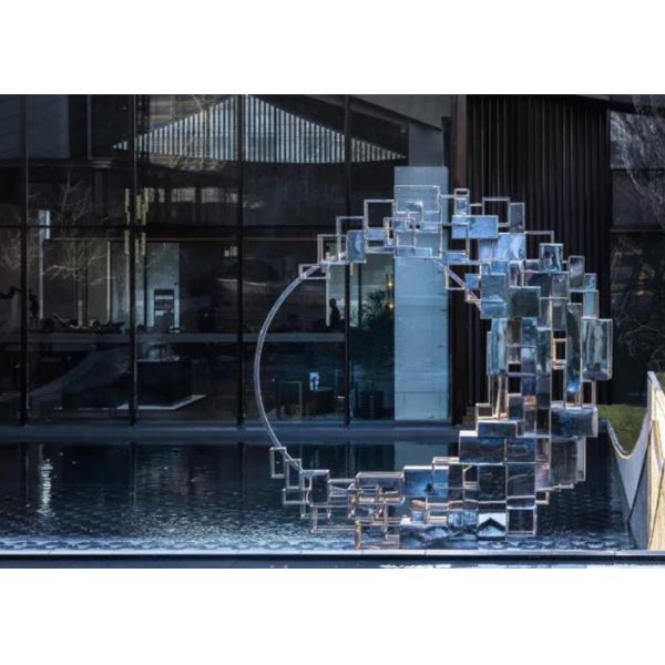 Garden Landscape Contemporary Abstract Sculpture Stainless Steel Handmade