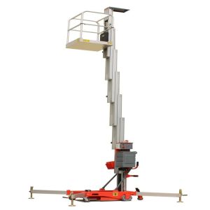 Single Mast Electric Lifting Platform Vertical Boom Lifter With AC DC Power
