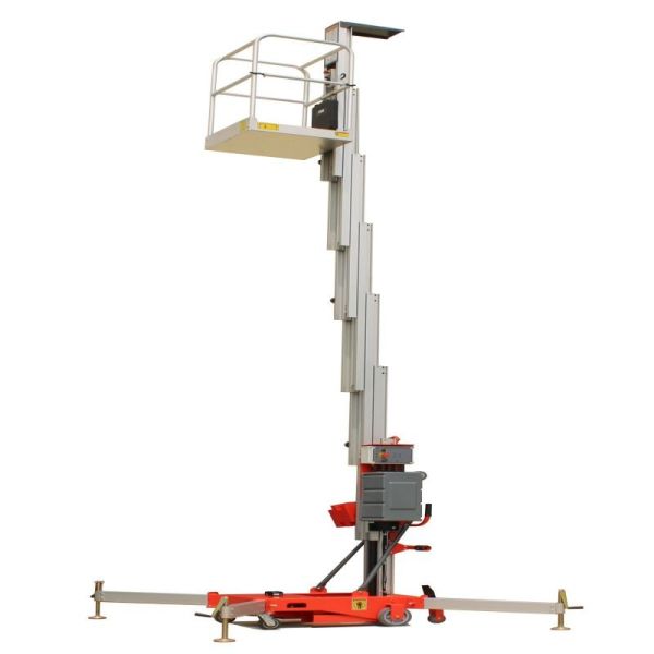 Single Mast Electric Lifting Platform Vertical Boom Lifter With AC DC Power