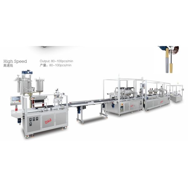 Two Tanks Liquid Lipstick Filling Machine with production speed at 80-100ppm and