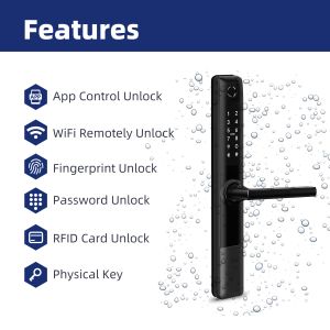 Waterproof Smart Door Lock with 6V Power and 35-75mm Door Thickness for
