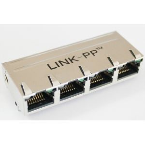 Quality Stacked Connector RJ45 Jack , 1 x 4 Port Tab-Up RJ45 Ganged P57-PA3-11D9 for sale