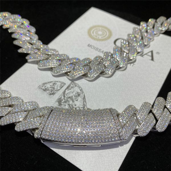 Custom Sterling Silver Moissanite Cuban Link Chain Jewelry Diamond For Men