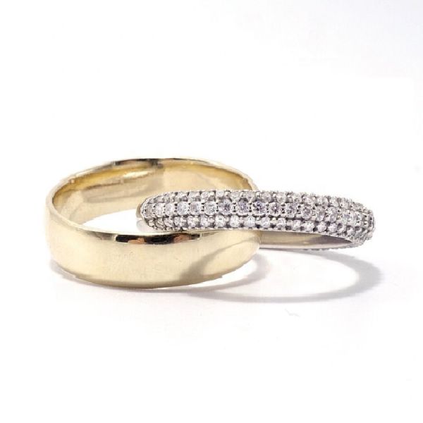 Fashion Unisex Rolling Rings Domed Diamond Band Wide Gold Plated Sterling Silver Rings
