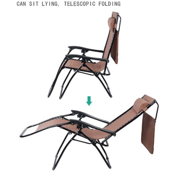 Custom Logo Traditional Design Style Chaise Folding Recliner Lounge Chair for Camping