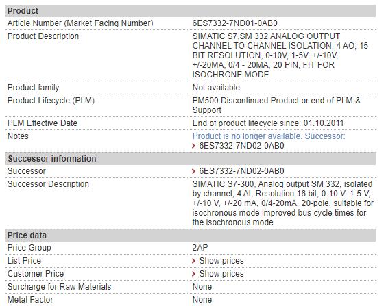 6ES7332-7ND01-0AB0 6ES7 332-7ND01-0AB0 Siemens Analog Output Module