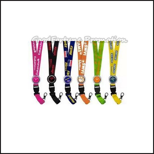 Eco customed promotional printed logo polyester lanyard with watch fair