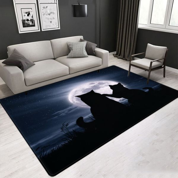 Customized Size Landscape Animal 3D Printed Polyester Fiber Living Room Carpet
