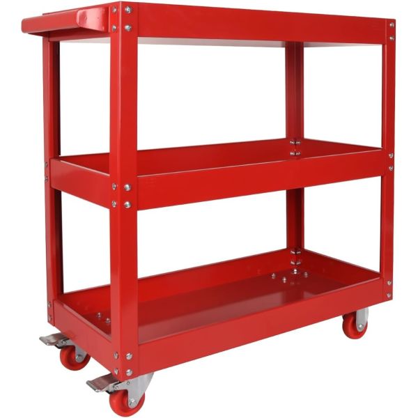 Buy Heavy Duty 3-Tier Mechanic Storage Cart Utility Cart with Handle Bar and Brake Wheels at wholesale prices