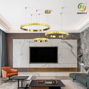 China Restaurant LED Clear Amber Modern Ring Light Postmodern Light Luxury on sale
