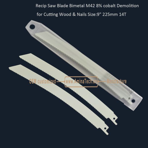 Recip Saw Blade Bimetal M42 8% cobalt Demolition for Cutting Wood & Nails 9" 225mm 10/14T,Power Tools