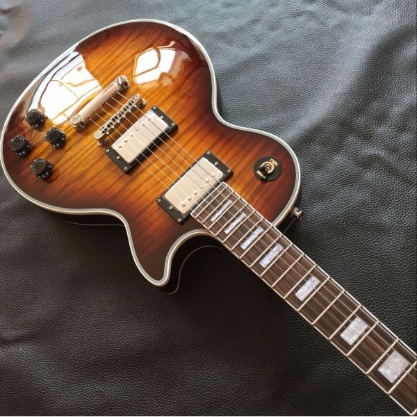 2017 line up custom 1959 R9 Tiger Flame LP Electric guitar,Chrome hardware,Chibson solid mahogany LP guitar