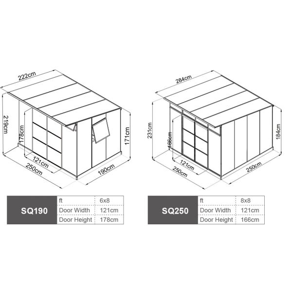 Anthracite Aluminium Frame Greenhouse 8x8 8x10 Polycarbonate Greenhouse