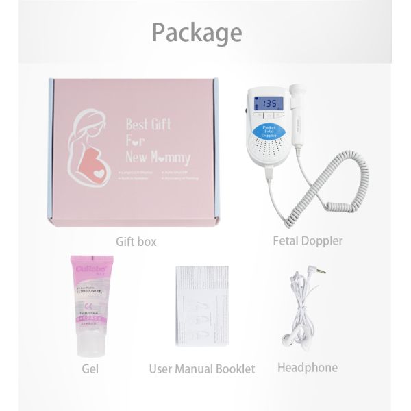 Household Ultrasound Probe Pocket Fetal Doppler For Baby Heart Beat Rate High Sensitive