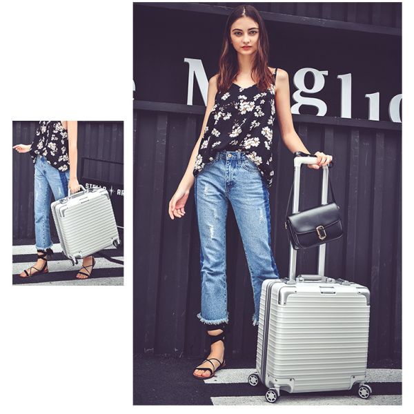 18 inch luggage, multifunctional small boarding luggage, business aluminum frame suitcase, men's and women's password 17 travel hard box