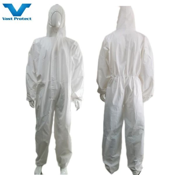 Buy Breathable Durable PPE Protective Isolation Hooded Coveralls Without Stick Strip at wholesale prices