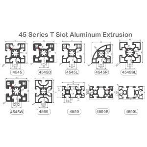 4080 T Slotted Aluminium Extrusion Profile 45 Series Customized
