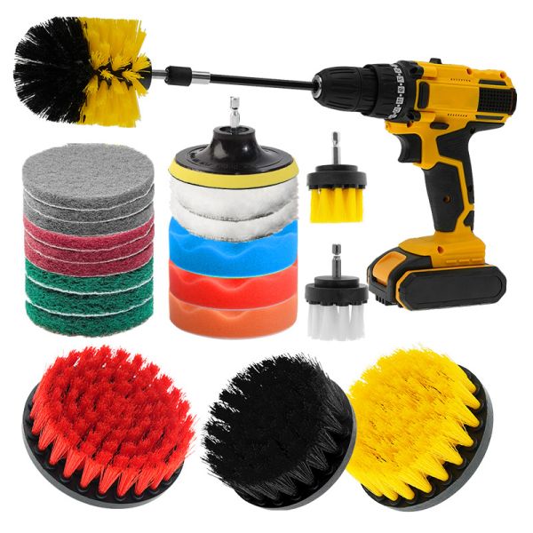 Custom Color Rotational Drill Scrub Brush Set Long Lasting Attachment Fits Most Power Drills