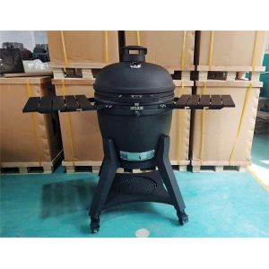 China Ceramic 22 Inch Kamado Grills BBQ Bubble Black Glaze Surface on sale