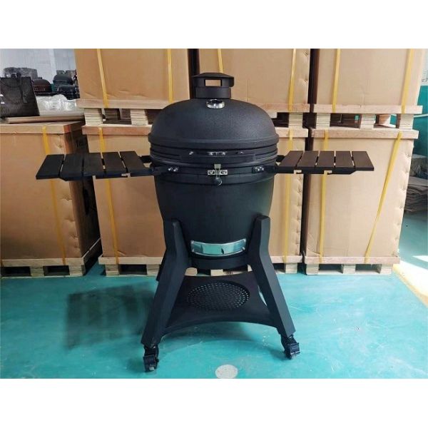 Buy Ceramic 22 Inch Kamado Grills BBQ Bubble Black Glaze Surface at wholesale prices