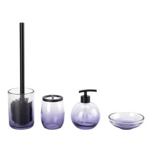 Glass Bathroom Accessories Set Ombre Blue With Round And Ball Shape Glass Soap