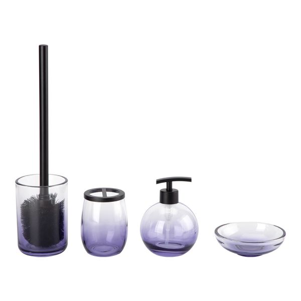 Glass Bathroom Accessories Set Ombre Blue With Round And Ball Shape Glass Soap