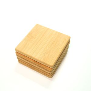 Lfgb 4" Bamboo Coasters With Matching Coaster Holder Sleek