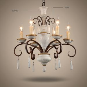 Antique Rustic wood and iron chandelier (WH-CI-29)