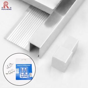 Sqaure Aluminum Tile Trim ODM Available , 8mm Metal Tile Trim