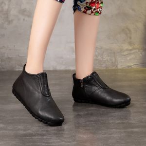 S075 Autumn and winter new fashion boots women retro handmade leather elastic