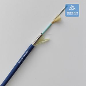 6 Cores Multi Mode Spiral Armored Fiber Cable 4.5mm Blue PVC Rodent Resistant
